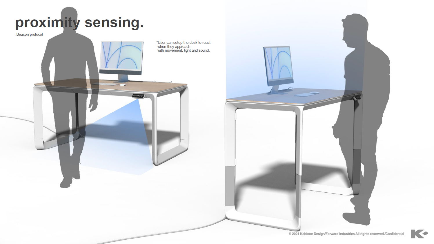 Apple Desk Proximity Sensing Kablooe Smart Sit-Stand Desk Proximity Sensing