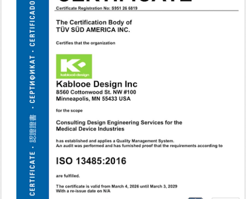 Kablooe ISO 13485 Certificate