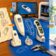 Split illustration showing a hand-drawn concept sketch of a medical device on the left, CAD models and 3D-printed prototypes in the middle, and the finished device in a clinical setting on the right.